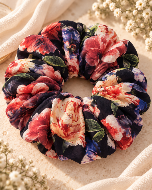 Mocha Forest Oversized Scrunchie Flower passion
