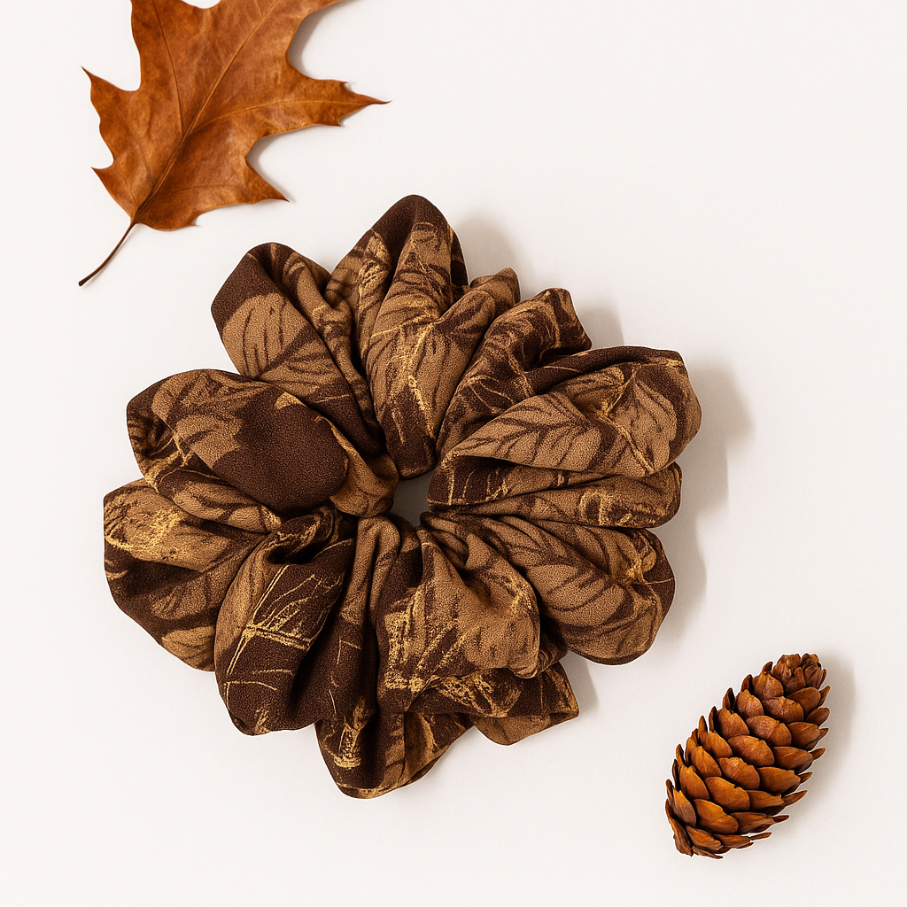 Mocha Forest Oversized Scrunchie brown