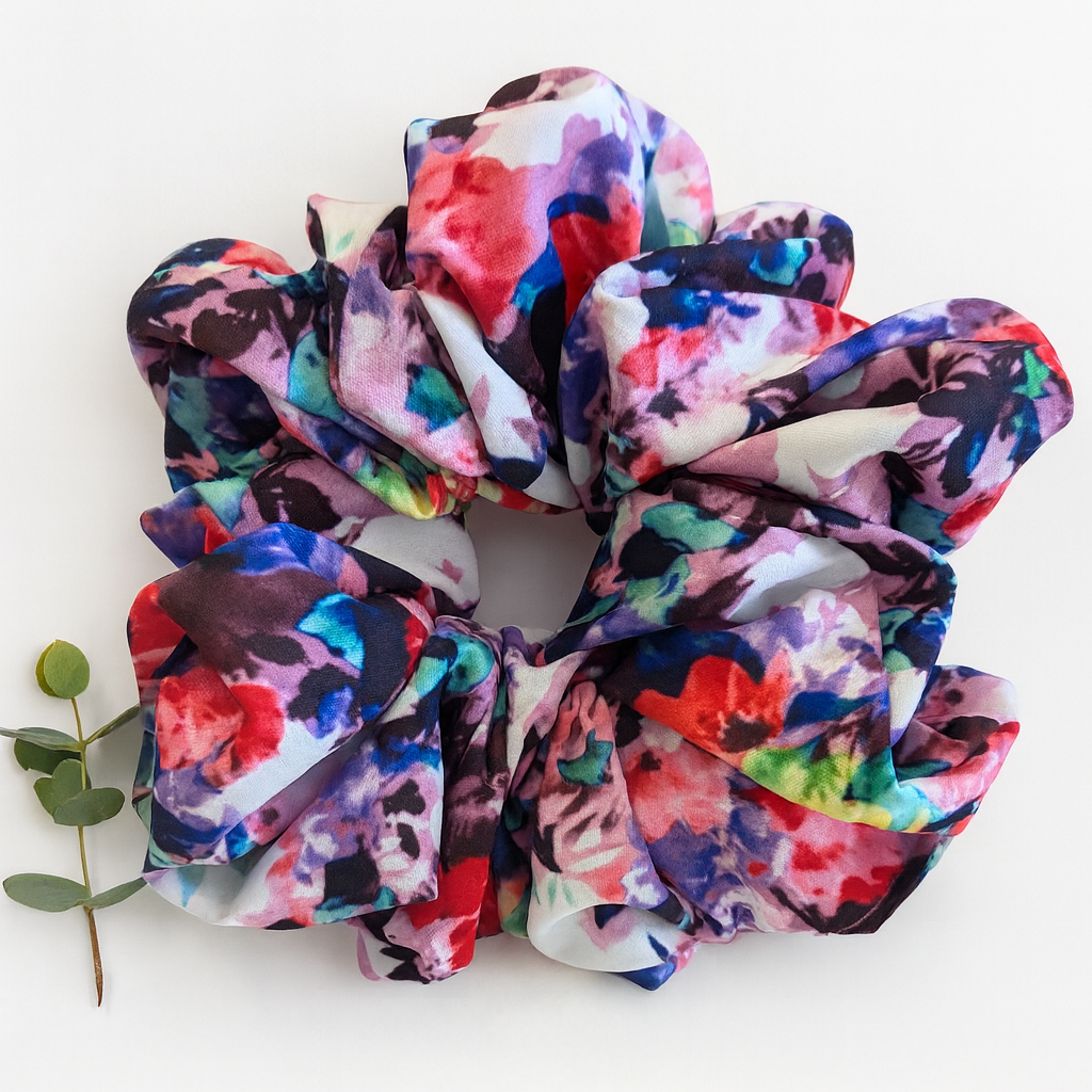 Red flower scrunchie